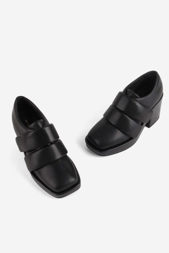  인텐셔널리 블랭크 뮬/슬리퍼 "의도적으로." 범죄 힐 슈즈 블랙