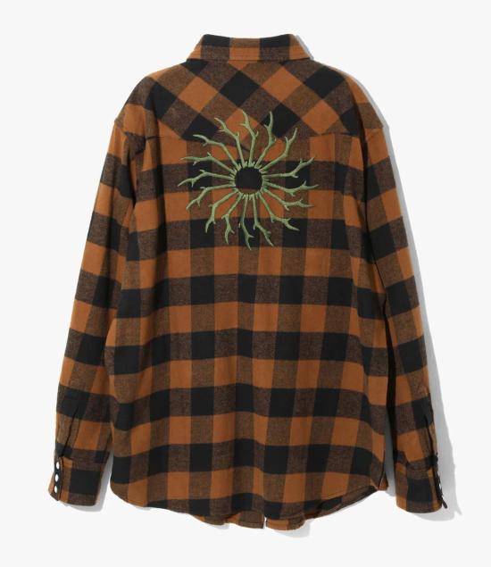  사우스투웨스트에잇 긴팔 셔츠 South2 West8 플란넬 트윌/버팔로 플레드 웨스턴  브라운/블랙 - SOUTH2 WEST8