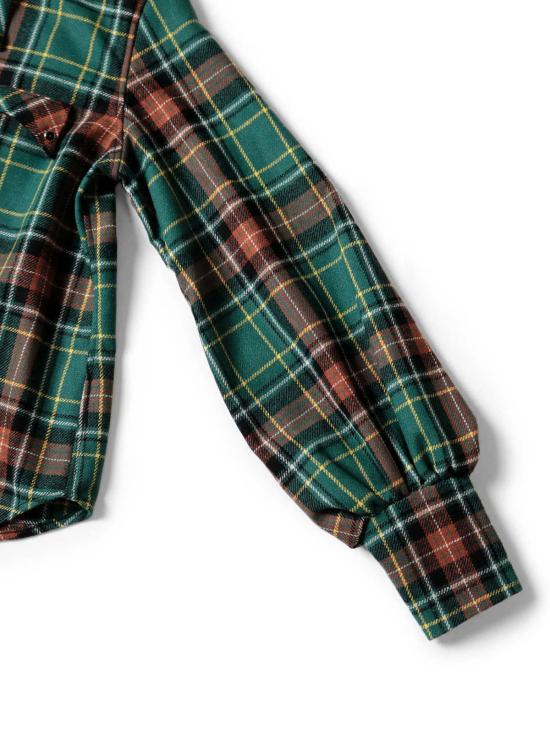  캐피탈 긴팔 셔츠 카피탈 타탄 체크 레이어드 칼라 오페라 웨스턴  레드 - KAPITAL