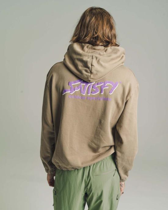  새티스파이 후드 티셔츠 Satisfy Running Stone Fallen Rock 소프트 셀 후드 티 브라운 - SATISFY