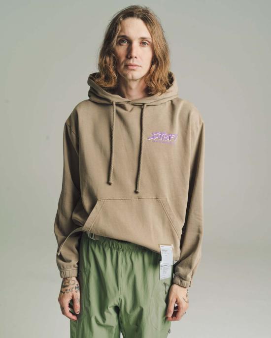  새티스파이 후드 티셔츠 Satisfy Running Stone Fallen Rock 소프트 셀 후드 티 브라운