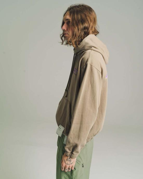  새티스파이 후드 티셔츠 Satisfy Running Stone Fallen Rock 소프트 셀 후드 티 브라운 - SATISFY