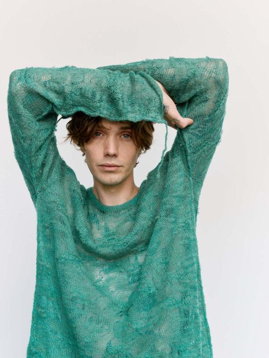  MM6 메종마르지엘라 스웨터 Mm6 메종 마르지엘라 거즈 모헤어 블렌드 루즈 니트 그린