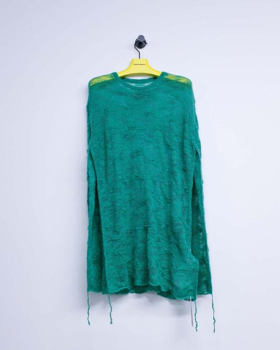  MM6 메종마르지엘라 스웨터 Mm6 메종 마르지엘라 거즈 모헤어 블렌드 루즈 니트 그린 - MM6 MAISON MARGIELA