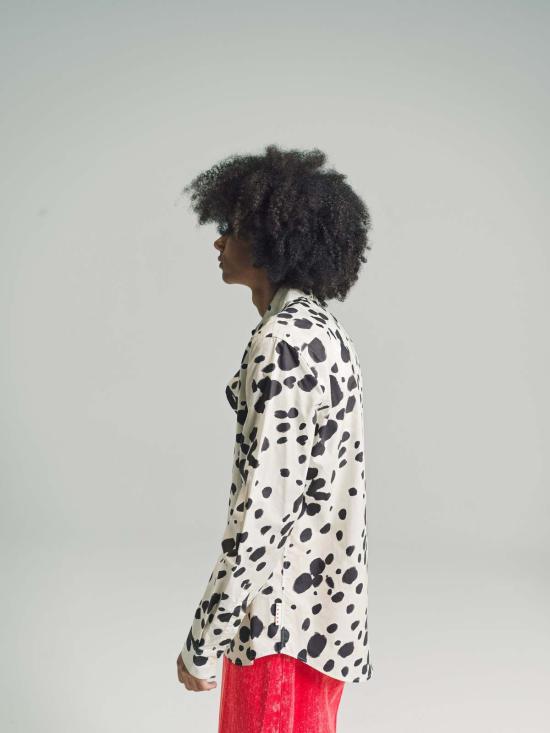  마르니 긴팔 셔츠 팝린  추상 카우 스팟 - MARNI