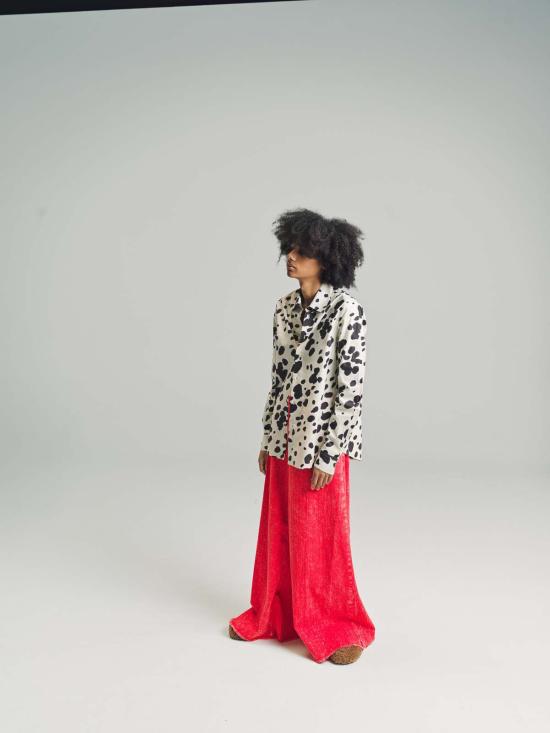  마르니 긴팔 셔츠 팝린  추상 카우 스팟 - MARNI