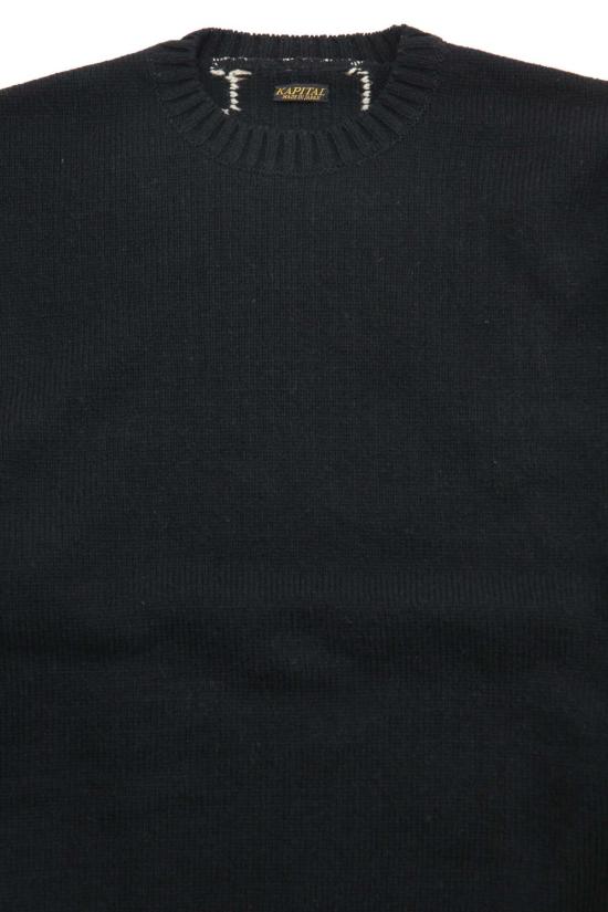  캐피탈 스웨터 Kapital 5 G 울 니트 본 크루  블랙 - KAPITAL
