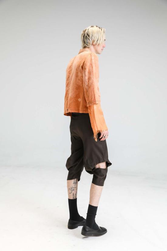  에드워드 커밍 수트 자켓 리넨 쿠프로 크롭 슬리브 블리치드 블레이저 오렌지 오렌지 - EDWARD CUMING