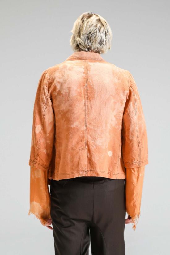  에드워드 커밍 수트 자켓 리넨 쿠프로 크롭 슬리브 블리치드 블레이저 오렌지 오렌지 - EDWARD CUMING