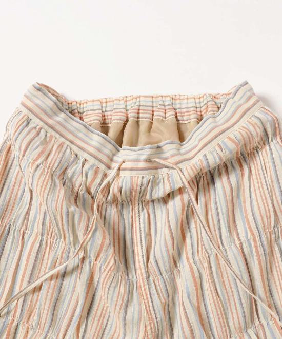  빔스 스트레이트 팬츠 보이 멀티 스트라이프 셔링 이지 팬츠 크림 - BEAMS