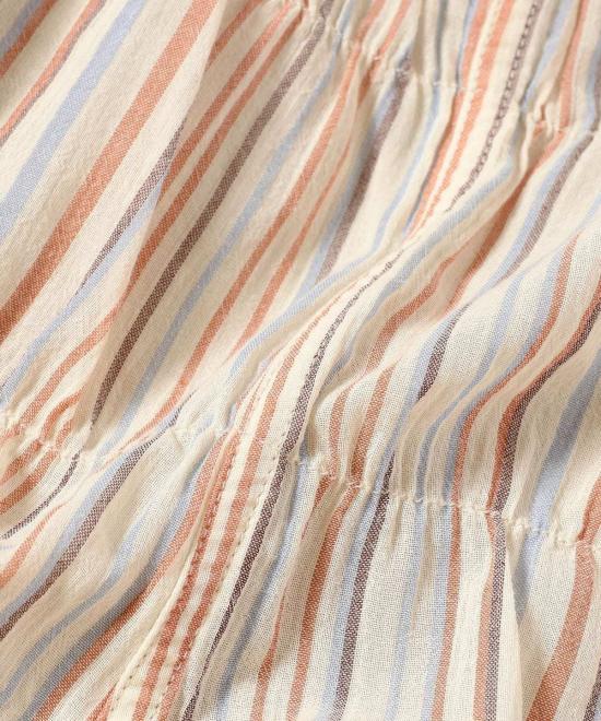  빔스 스트레이트 팬츠 보이 멀티 스트라이프 셔링 이지 팬츠 크림 - BEAMS