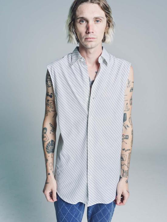  어니스트 더블유 베이커 반팔 셔츠 어니스트 W. 베이커 슬리브리스  블랙/화이트 스트라이프