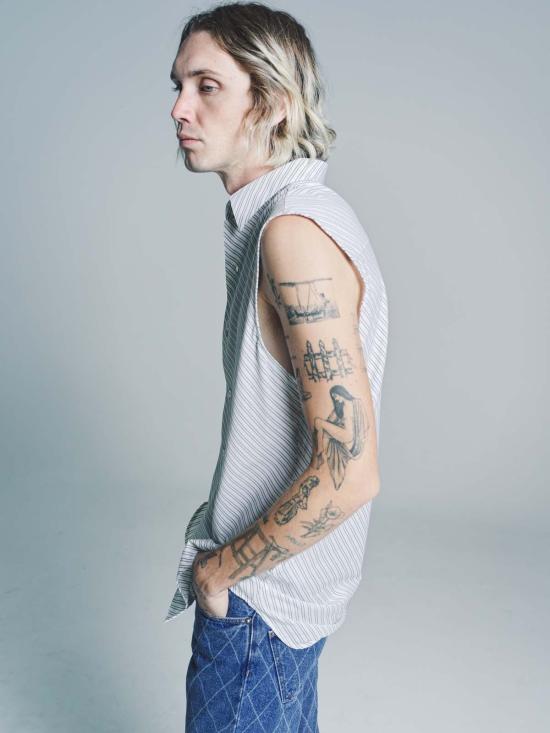  어니스트 더블유 베이커 반팔 셔츠 어니스트 W. 베이커 슬리브리스  블랙/화이트 스트라이프 - ERNEST W. BAKER