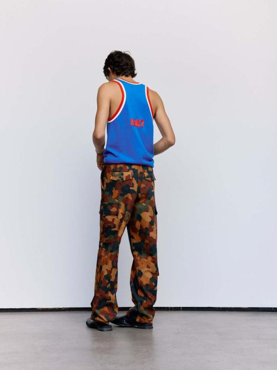  웨일즈보너 스트레이트 팬츠 웨일즈 보너 립스톱 코튼 메시지 카고 바지 카모 턱스 스트라이프 - WALES BONNER