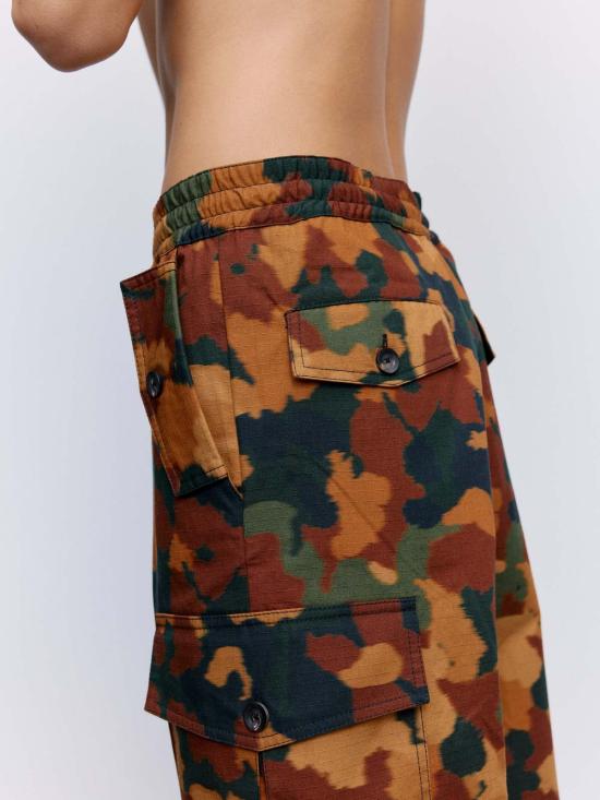  웨일즈보너 스트레이트 팬츠 웨일즈 보너 립스톱 코튼 메시지 카고 바지 카모 턱스 스트라이프 - WALES BONNER