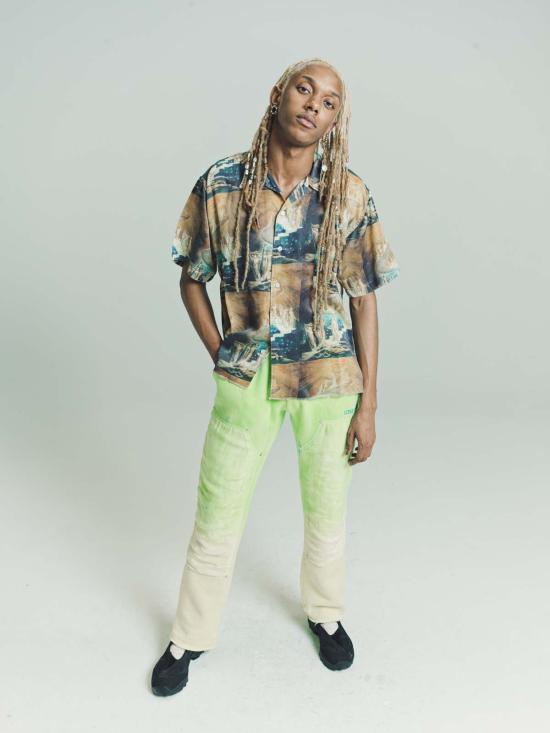  로스트 데이즈 반팔 셔츠 새틴 스테어웨이 투 헤븐 캠프  멀티 - LOST DAZE