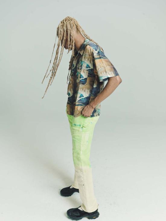  로스트 데이즈 반팔 셔츠 새틴 스테어웨이 투 헤븐 캠프  멀티 - LOST DAZE