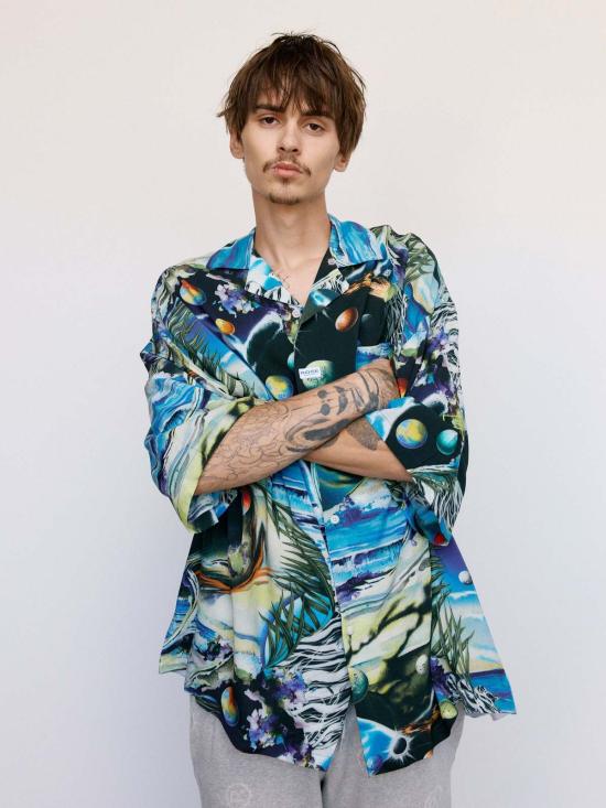  마틴로즈 셔츠 마틴 로즈 스페이스 블루 박스형 하와이안 셔츠 멀티