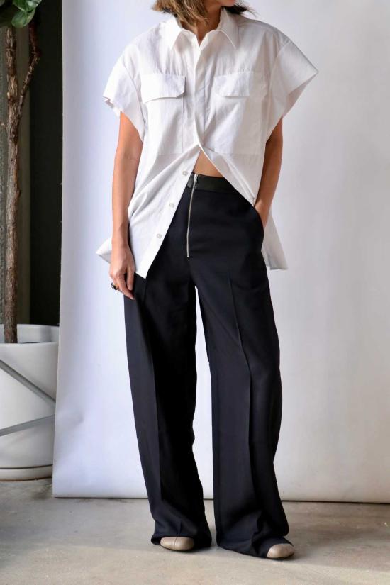  고셰르 스트레이트 팬츠 지퍼 프런트 팬츠 미드나잇/블랙