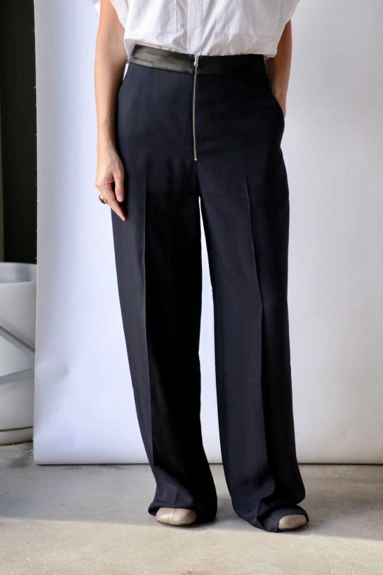  고셰르 스트레이트 팬츠 지퍼 프런트 팬츠 미드나잇/블랙 - GAUCHERE