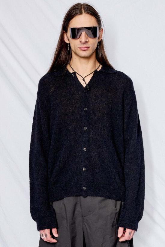  아워레가시 긴팔 티셔츠 Our Legacy 블랙 퍼지 알파카 이브닝 폴로 블랙