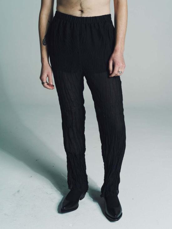  가브리엘라 콜 가먼츠 스트레이트 팬츠 Gabriela Coll Garments 크러쉬드 타프타 팬츠 블랙