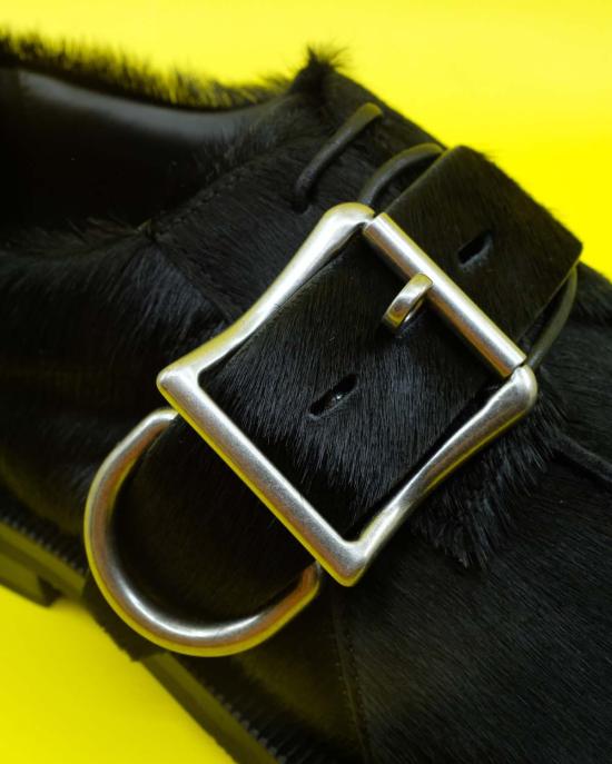  마틴로즈 로퍼 마틴 로즈 블랙 포니 헤어 벌브 토우 버클  블랙 - MARTINE ROSE