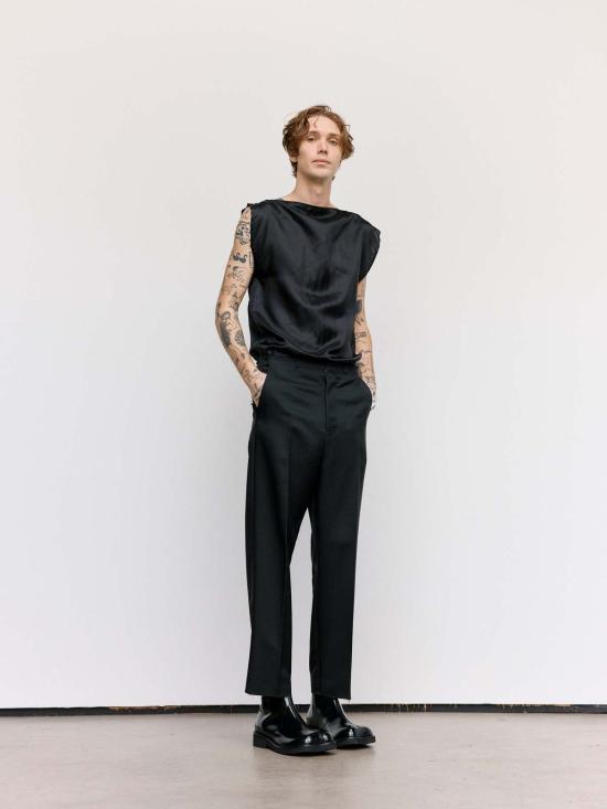  MM6 메종마르지엘라 블라우스 Mm6 메종 마르지엘라 지퍼 슬리브리스  블랙 - MM6 MAISON MARGIELA