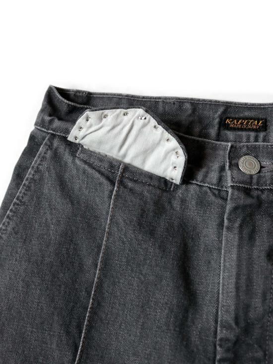  캐피탈 데님 팬츠 Kapital 14oz 데님 부기데이 버기 팬츠 블랙 - KAPITAL