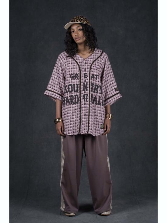  캐피탈 스트레이트 팬츠 Kapital Smooth Jersey Stantman & Woman Super Baggy Track Pants 퍼플 - KAPITAL