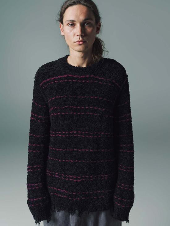  나마체코 스웨터 파괴 비스칸 크루넥 니트  블랙