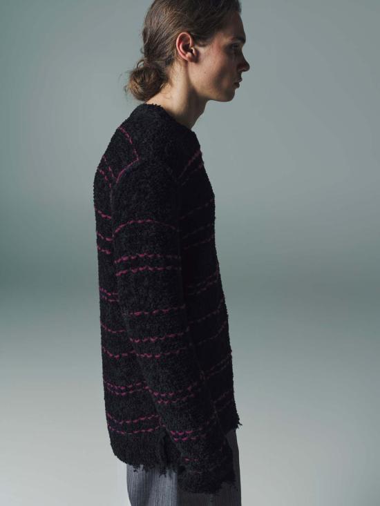  나마체코 스웨터 파괴 비스칸 크루넥 니트  블랙 - NAMACHEKO