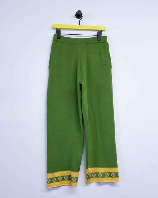  보디 스트레이트 팬츠 보드 웰플리트 자카드 조거 팬츠 라이트 그린/옐로우 - BODE