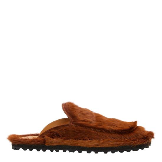  드리스 반 노튼 뮬/슬리퍼 Dries Van Noten 퍼 슬라이드 브라운