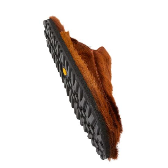  드리스 반 노튼 뮬/슬리퍼 Dries Van Noten 퍼 슬라이드 브라운 - DRIES VAN NOTEN