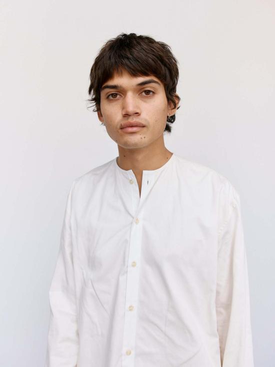  쓰리맨 긴팔 셔츠 3인용 코튼 튜닉  화이트 내추럴 - 3MAN