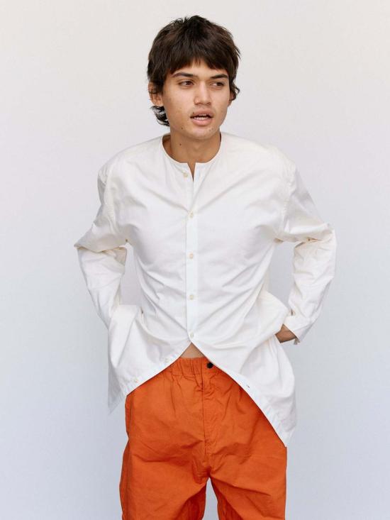  쓰리맨 긴팔 셔츠 3인용 코튼 튜닉  화이트 내추럴