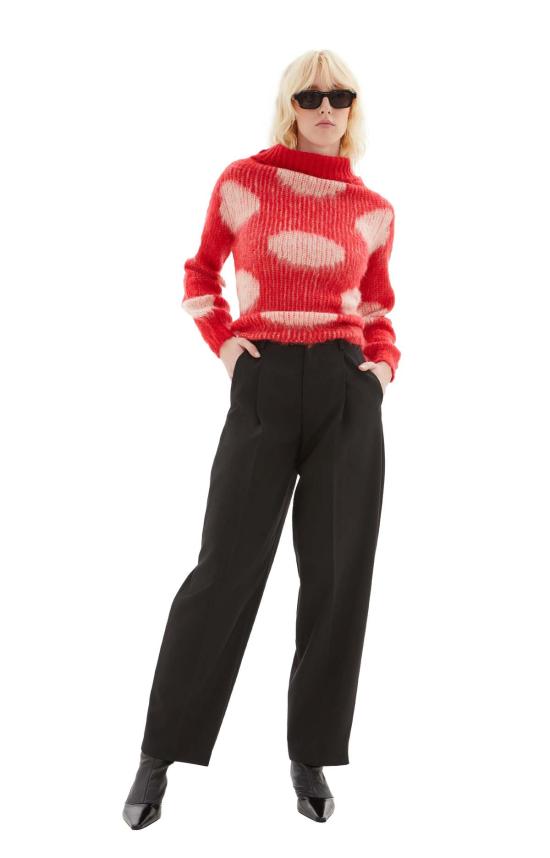  마르니 스트레이트 팬츠 울 팬츠 프레스 플리츠 블랙