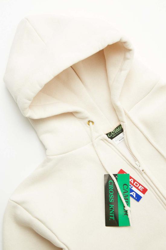  캠버 후드 티셔츠 12온스 헤비웨이트 크로스 니트 지퍼 후드티 내추럴 - CAMBER