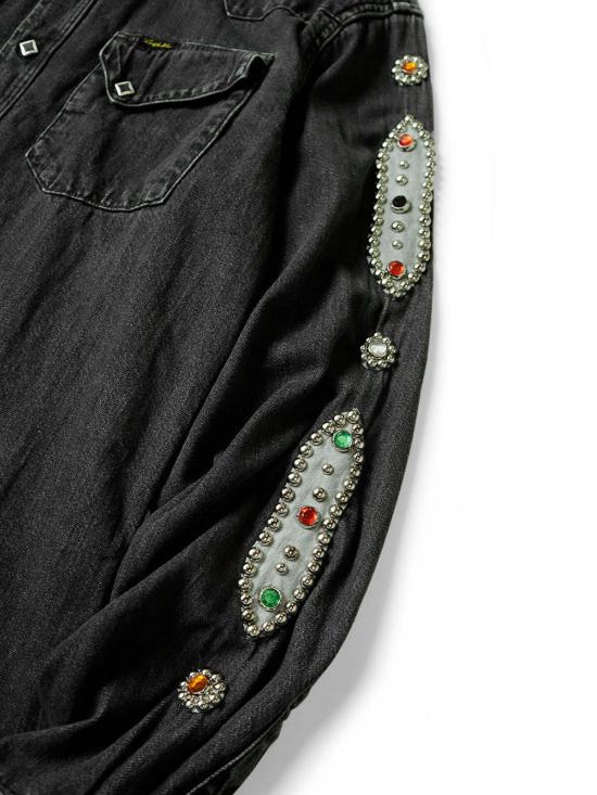  캐피탈 긴팔 셔츠 Kapital 8oz 데님 웨스턴  블랙 - KAPITAL