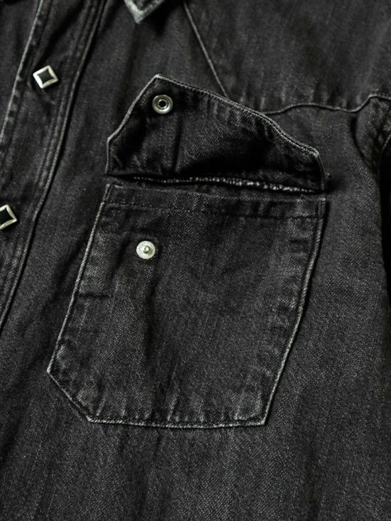  캐피탈 긴팔 셔츠 Kapital 8oz 데님 웨스턴  블랙 - KAPITAL