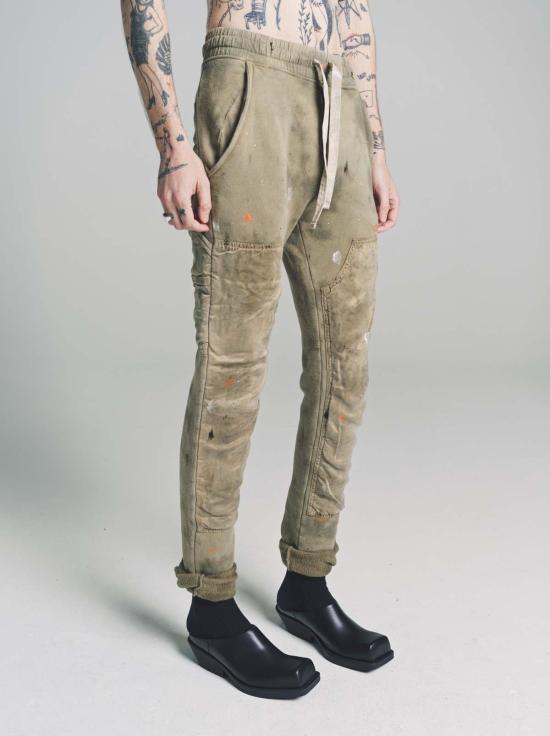  로스트 데이즈 트레이닝/조거 팬츠 프렌치 테리 더블 니 스웨트 팬츠 올리브