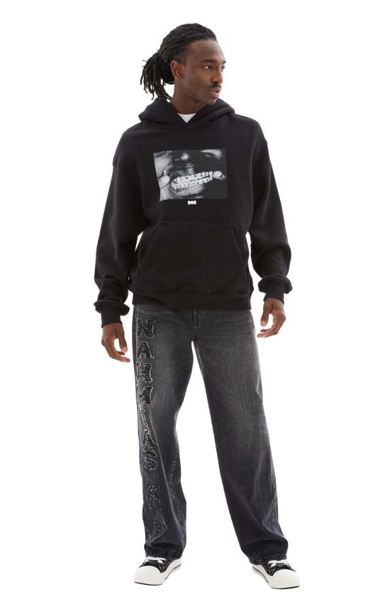  나미아스 후드 티셔츠 크리스탈 그릴즈 후드 블랙