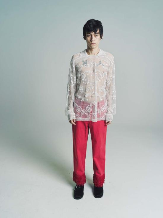  보디 스트레이트 팬츠 보드 불리온 프린지 팬츠 핑크 - BODE