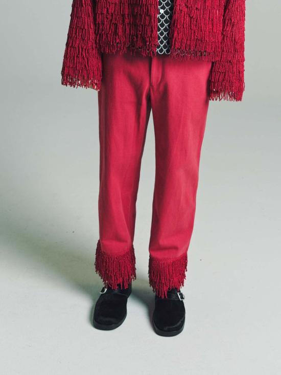  보디 스트레이트 팬츠 보드 불리온 프린지 팬츠 핑크