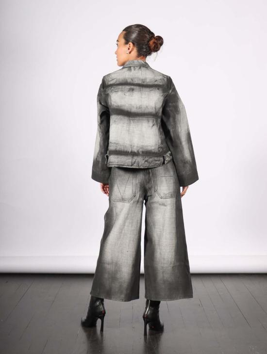  멜리타 바우마이스터 데님 자켓 크롭 데님 재킷 블랙 섀도우 페인트 - MELITTA BAUMEISTER