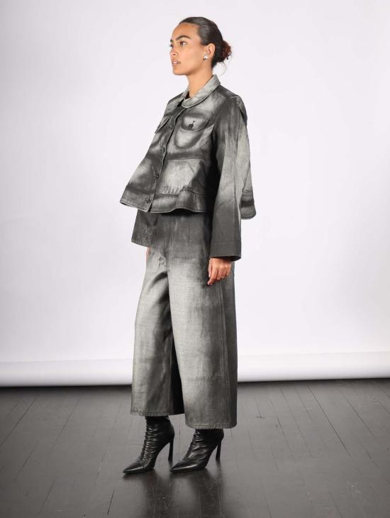  멜리타 바우마이스터 데님 자켓 크롭 데님 재킷 블랙 섀도우 페인트 - MELITTA BAUMEISTER