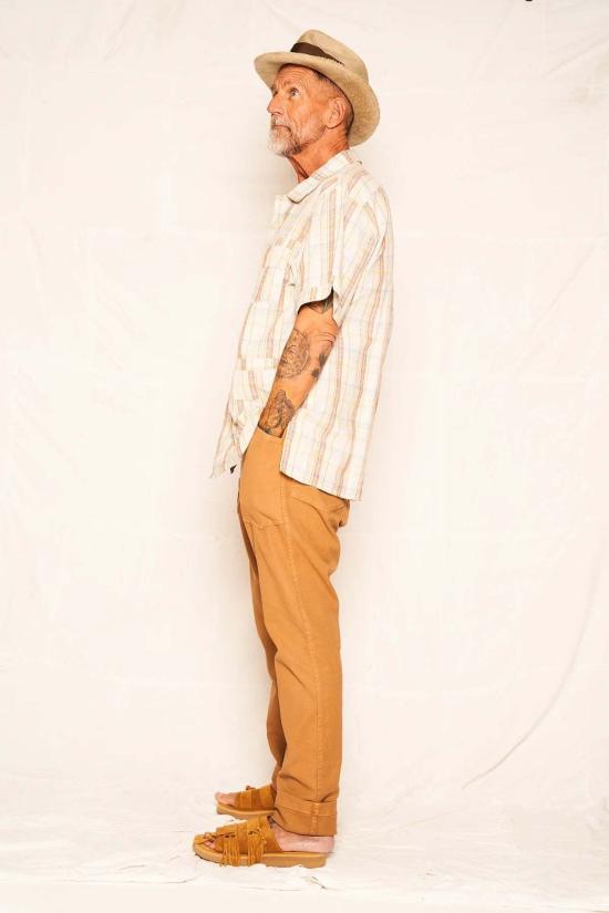  Dr. Collectors 반팔 셔츠 Dr Collectors Oaxca  리넨 코튼 마드라스 4온스 세탁 재활용 아발론 껍질 버튼 핑크 - OTHER BRANDS