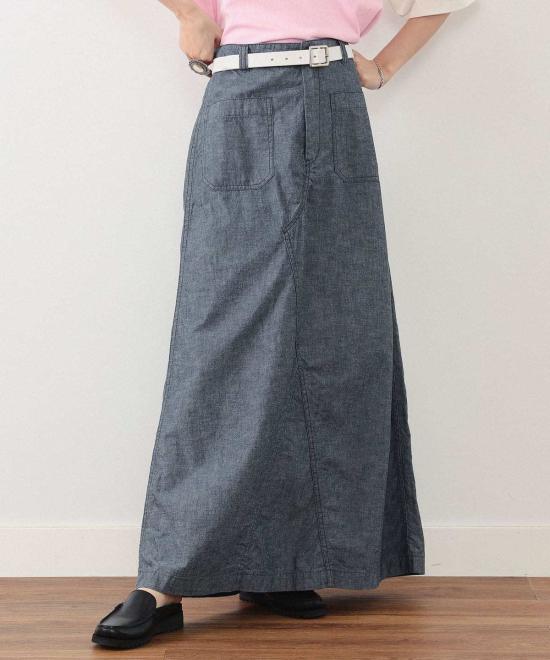  빔스 롱 스커트 보이 어스 네이비 세일러 팬츠 리메이크 스커트 인디고 - BEAMS