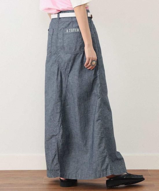  빔스 롱 스커트 보이 어스 네이비 세일러 팬츠 리메이크 스커트 인디고 - BEAMS